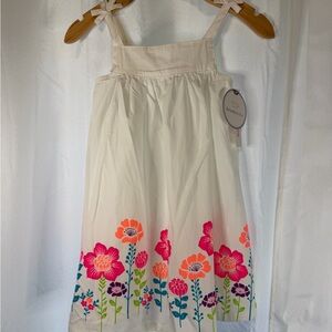 Koala Kids Cream Sundress with Pink & Coral Floral Border (5T)